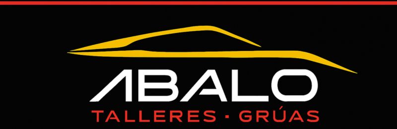 Logotipo de Abalo Talleres y Grúas con diseño de automóvil en amarillo